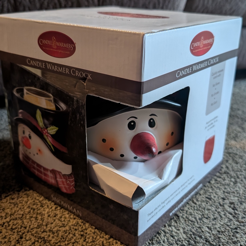 Candle Warmers Snowman Candle Warmer Crock - White and Red